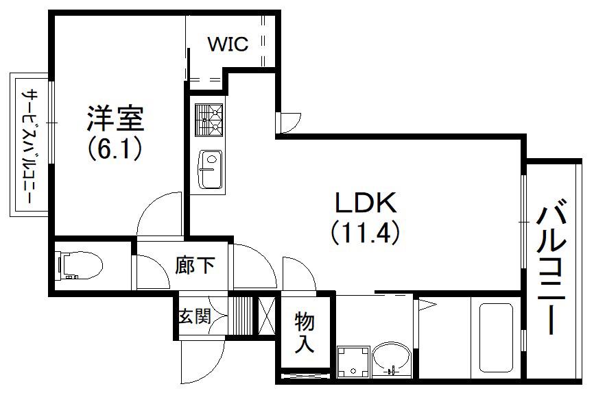 アンスリウム(1LDK/3階)の間取り写真