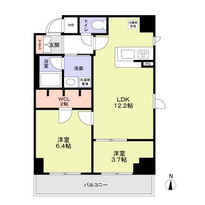 GRANDFORKS清澄白河(2LDK/2階)の間取り写真
