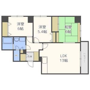 アピカル南郷(3LDK/5階)の間取り写真