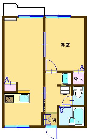 青木ハイツA(1LDK/1階)の間取り写真