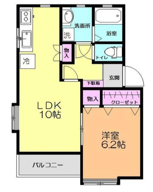 ガーラサントクII(1LDK/2階)の間取り写真