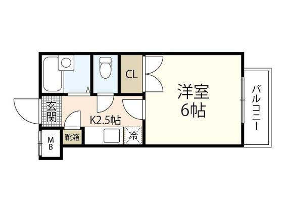 リバーパレス牛田新町(1K/4階)の間取り写真
