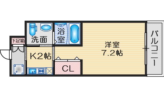 ドゥーエ江坂II(1K/7階)の間取り写真