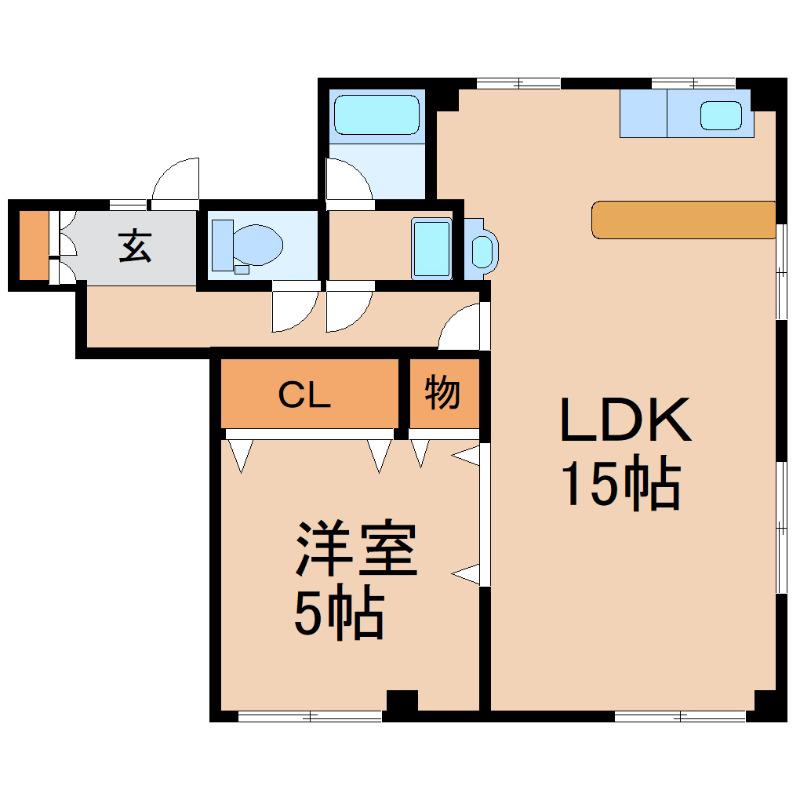 鹿児島県鹿屋市 2階建 築43年(1LDK/2階)の間取り写真