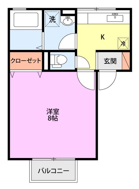 ロイスライブK A(1K/2階)の間取り写真