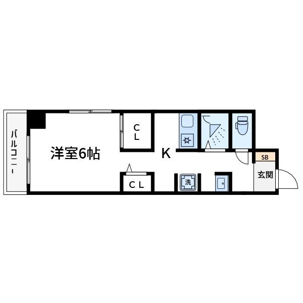 ノバ浅草(ワンルーム/6階)の間取り写真