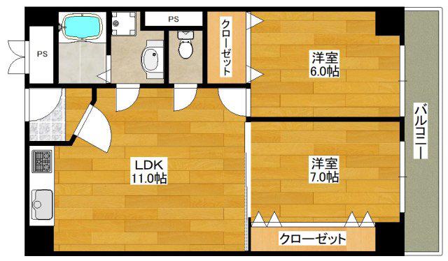 秀英マンション(2LDK/3階)の間取り写真