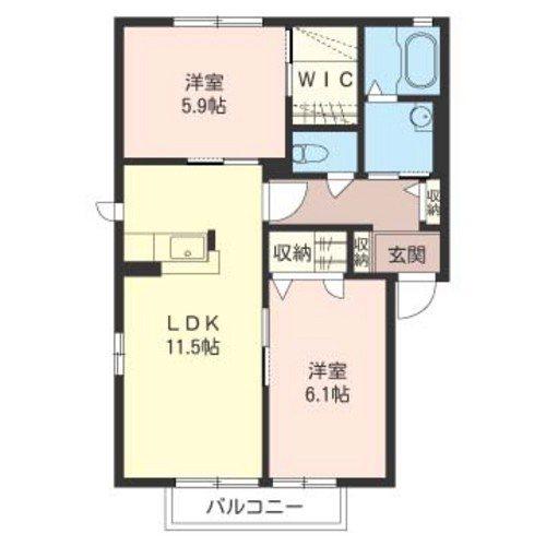 クレール南林間III(2LDK/2階)の間取り写真
