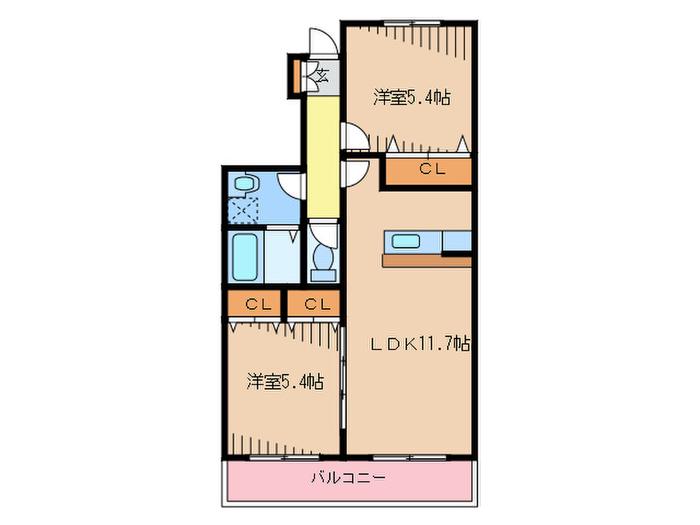 CONFORT M 和白東(2LDK/2階)の間取り写真
