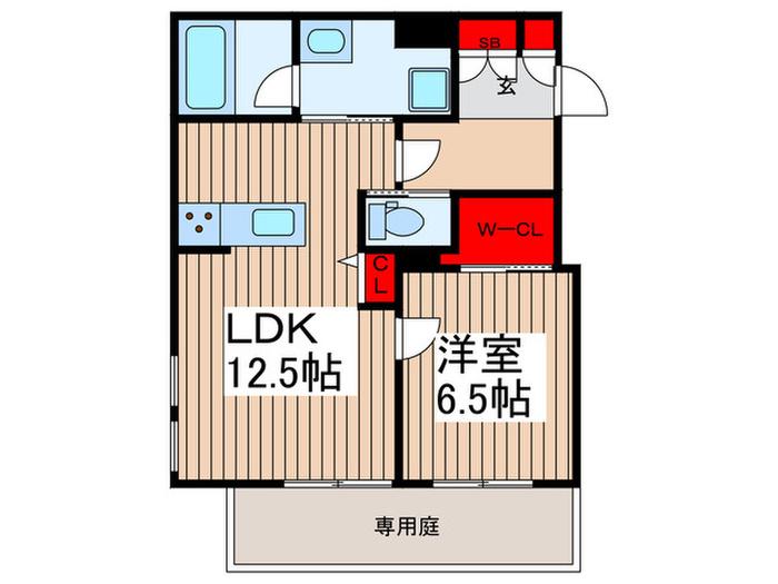 エルシエル(1LDK/1階)の間取り写真
