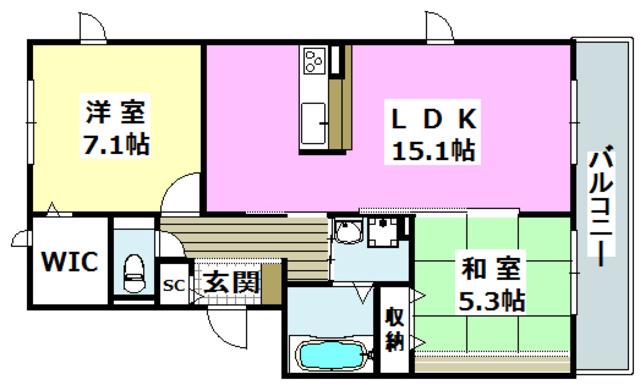 ウッドブリッジ(2LDK/3階)の間取り写真