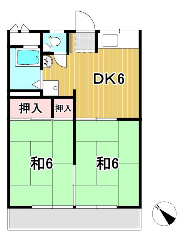 サンパール葉月(2DK/2階)の間取り写真