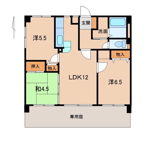 アメニティ土佐町(3LDK/1階)の間取り写真