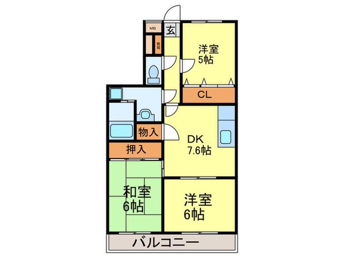 セゾン春日(3DK/7階)の間取り写真