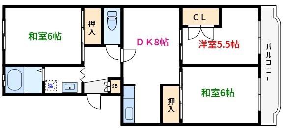 エクセルエステートヨシダ2(3DK/3階)の間取り写真