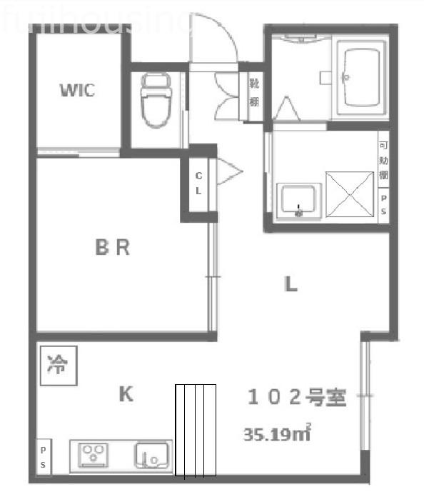 エシュロン(1LDK/1階)の間取り写真