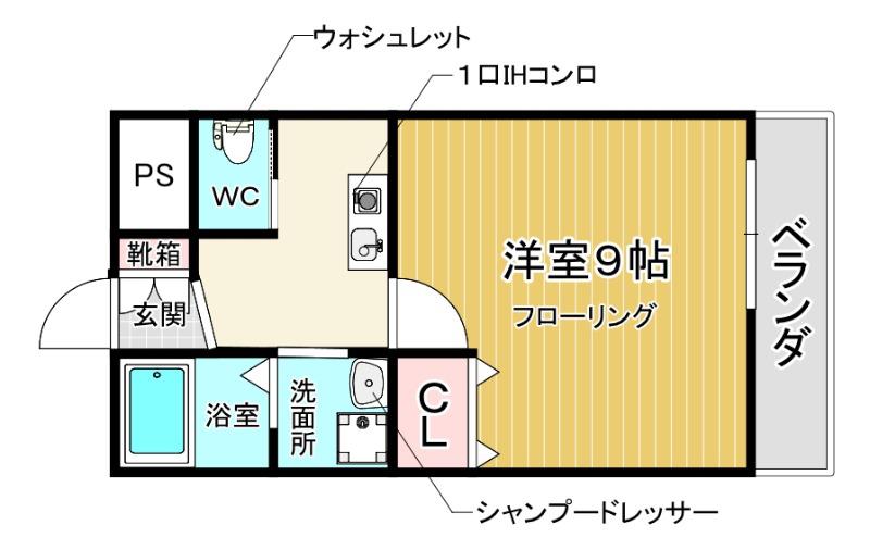 フォーレスト箕面(1K/1階)の間取り写真