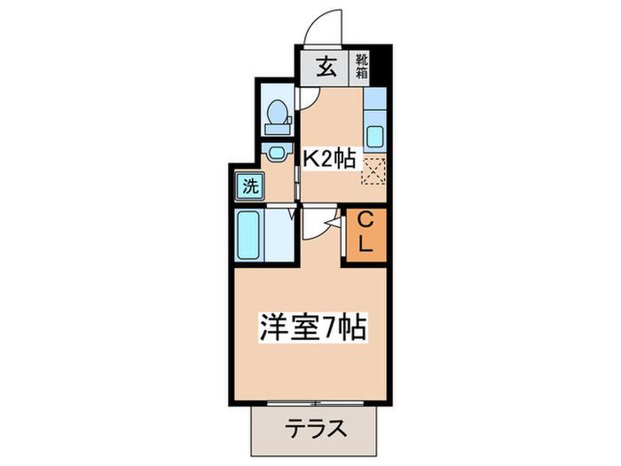 グランシャトル(1K/1階)の間取り写真