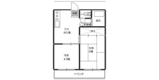 ハイツ荒田B(2DK/1階)の間取り写真