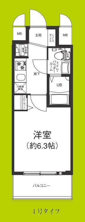 エグゼ大阪BAYCITY(1K/4階)の間取り写真