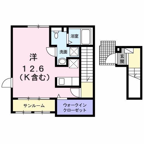 桜 A.H.己斐西町(1K/2階)の間取り写真