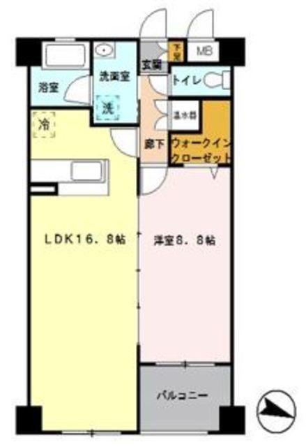 ソレイユ南与野(1LDK/4階)の間取り写真