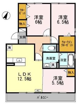 ポポラーレ(3LDK/3階)の間取り写真