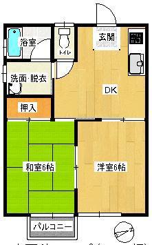 コーポ レオ(2DK/2階)の間取り写真