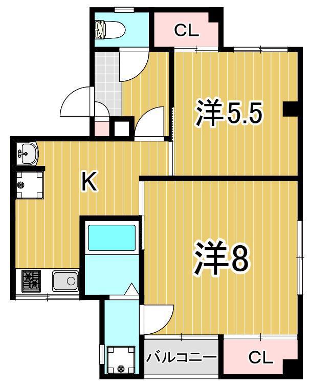 グリーンパレス(2K/3階)の間取り写真