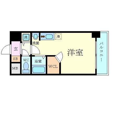 LALA PLACE 四天王寺夕陽ヶ丘(ワンルーム/8階)の間取り写真