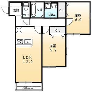 GRAN PARK青山台(2LDK/2階)の間取り写真