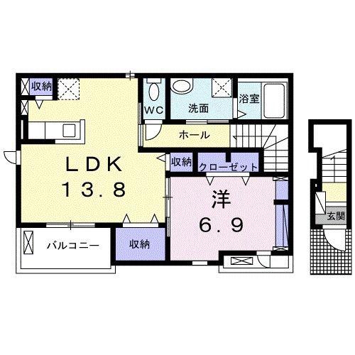 ココ・アポロ(1LDK/2階)の間取り写真