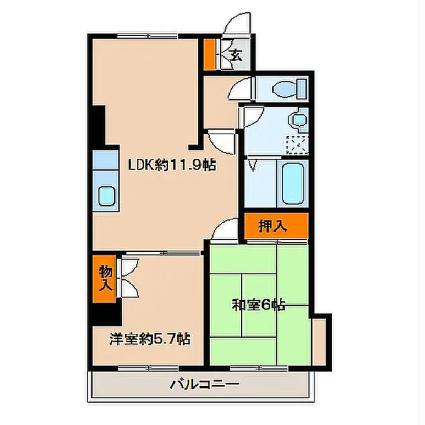 ARECX姉崎 アレックス姉崎(2LDK/5階)の間取り写真