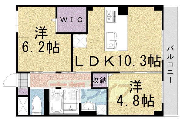 エルヴィータ大山崎(2LDK/3階)の間取り写真