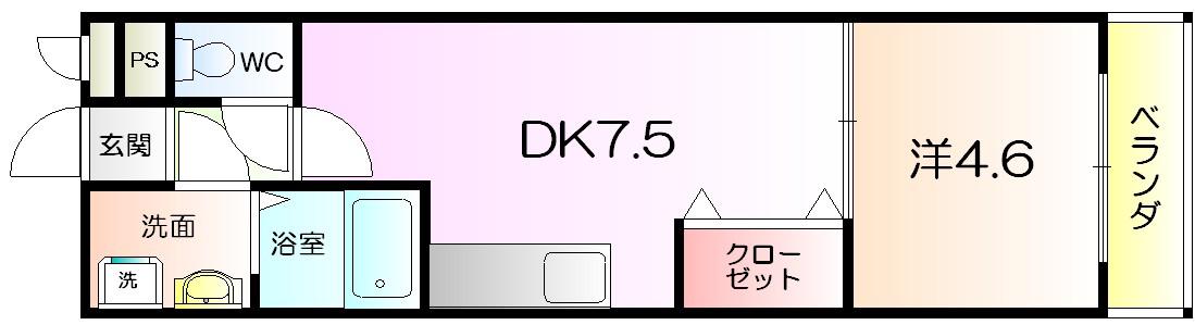 フジパレス堺大浜1番館(1DK/2階)の間取り写真