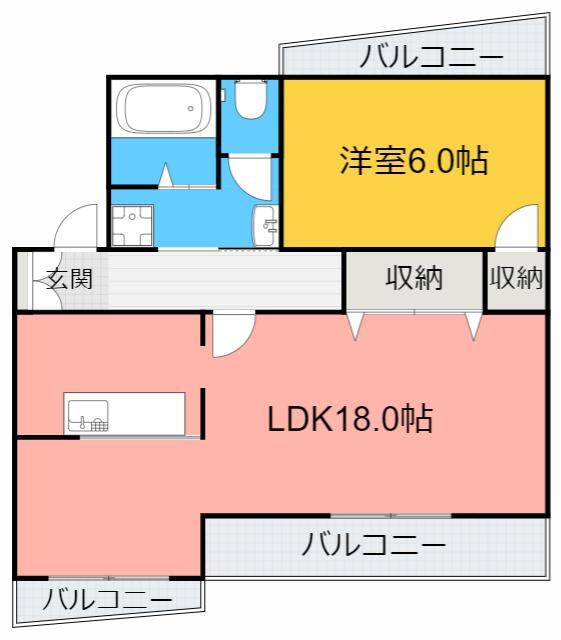ボナールT(1LDK/4階)の間取り写真