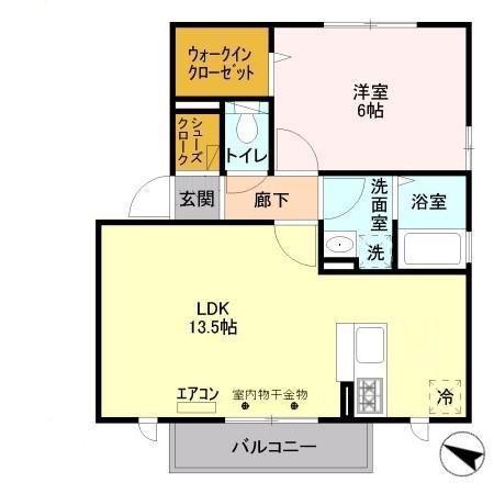 アスティオンIII(1LDK/2階)の間取り写真