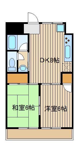 ドンズビル(2DK/4階)の間取り写真