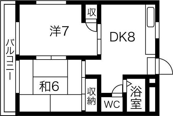 アパーション智秀(2DK/1階)の間取り写真