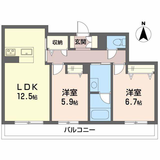 BEREO蔵本元町BELS認証(2LDK/2階)の間取り写真