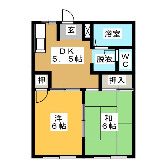 シティハイツ貝戸(2DK/1階)の間取り写真