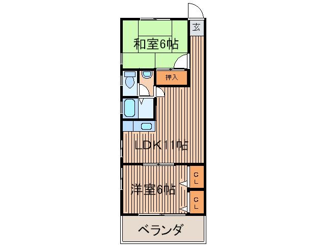 レクリオ(2LDK/2階)の間取り写真