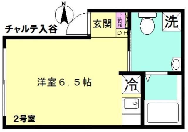 チャルテ入谷(ワンルーム/2階)の間取り写真