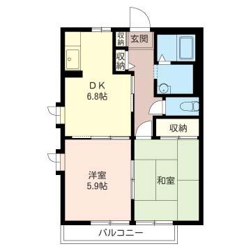 パルクメゾン湘南(2DK/2階)の間取り写真