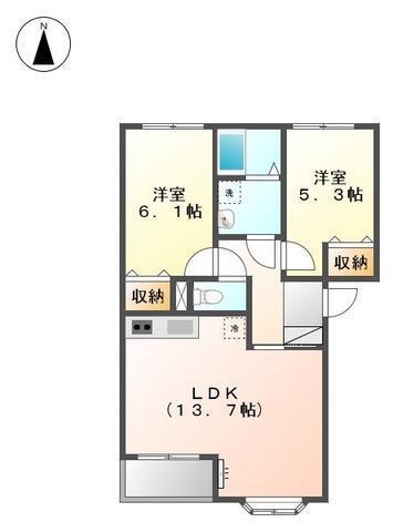 コンフィードMS(2LDK/1階)の間取り写真
