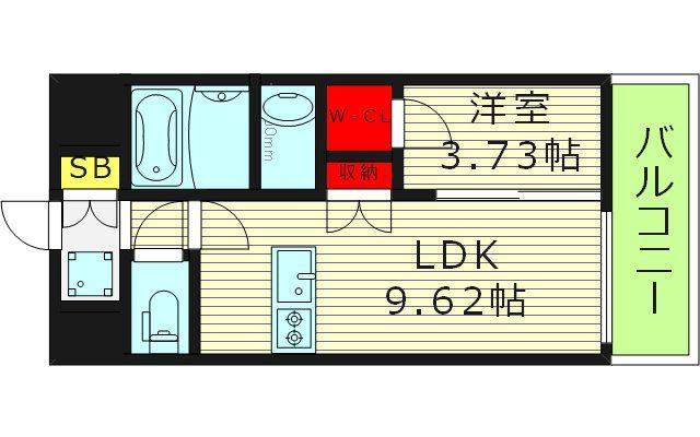 LU・RARA諸口(1LDK/9階)の間取り写真
