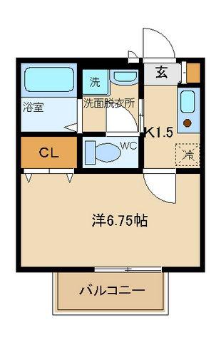 サンアベニュー狛江(1K/2階)の間取り写真
