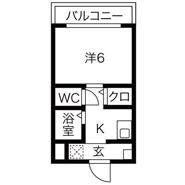 レスポワール東(1K/3階)の間取り写真