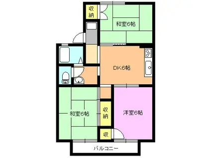 メゾンエスポワール(3DK/2階)の間取り写真