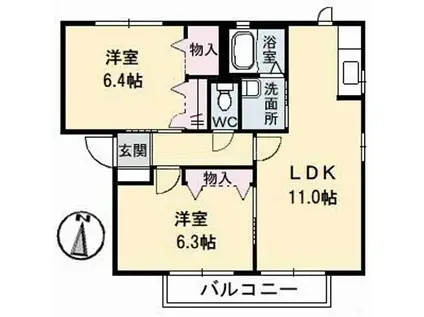 シャーメゾン石井 A棟(2LDK/1階)の間取り写真